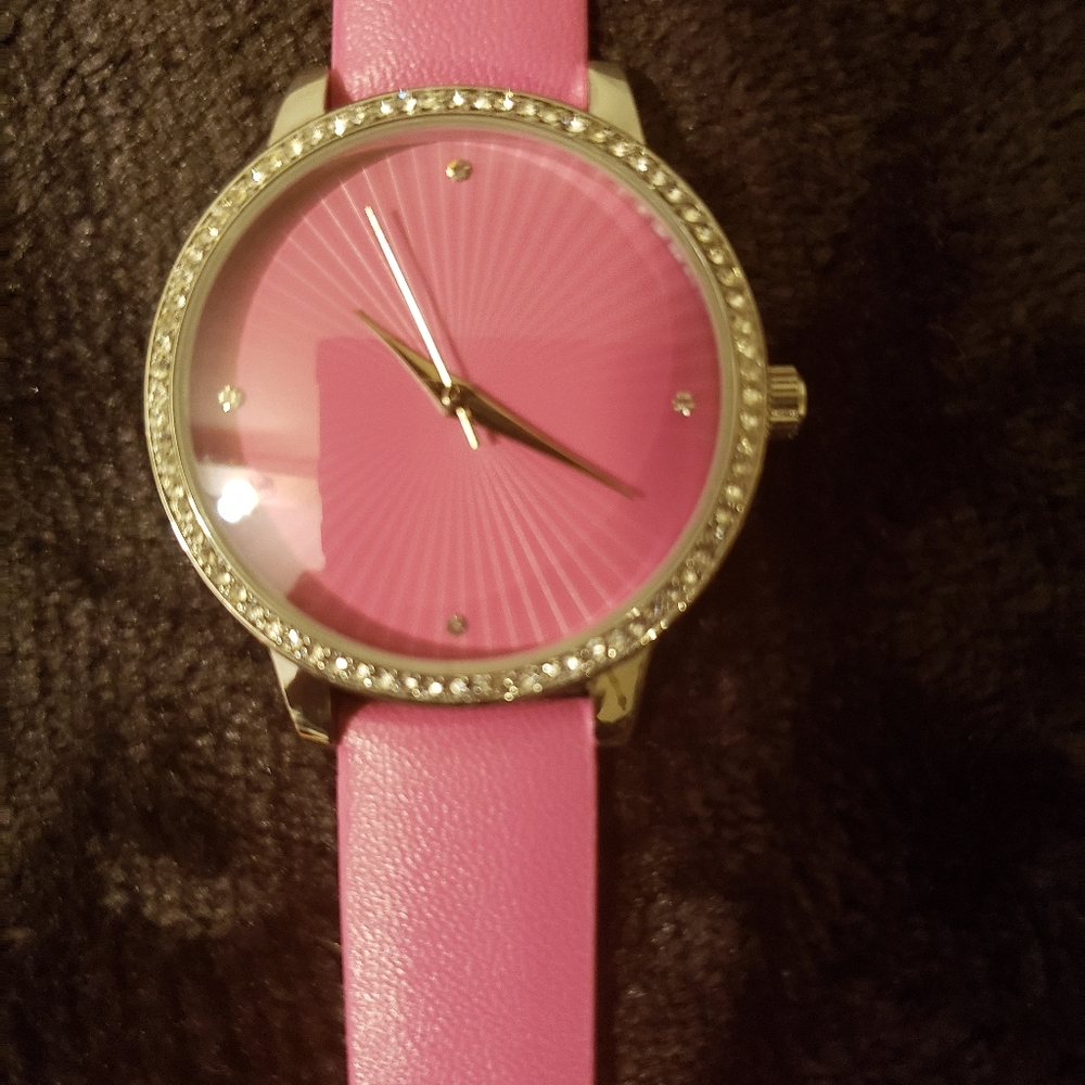 New Croton Pink and Silver Crystal face Watch